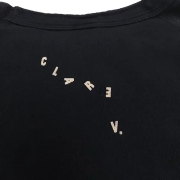 CLARE V. Discothèque Sweatshirt Crop Sweater Black Minimal French Girl Casual - Picture 7 of 9